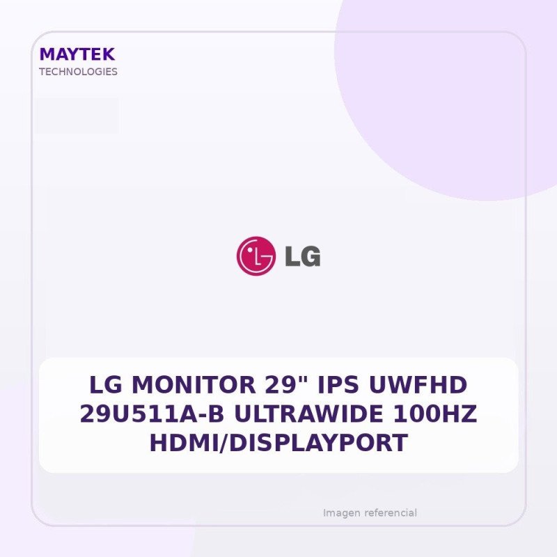 Lg Monitor 29" Ips Uwfhd 29u511a-b Ultrawide 100hz Hdmi/displayport