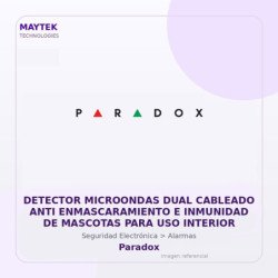 Paradox Detector Microondas DUAL Cableado ANTI Enmascaramiento E Inmunidad de Mascotas para USO Interior