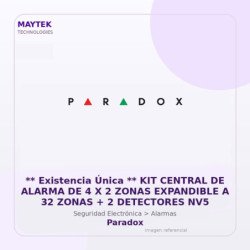 Paradox KIT Central de Alarma de 4 X 2 Zonas Expandible a 32 Zonas + 2 Detectores NV5