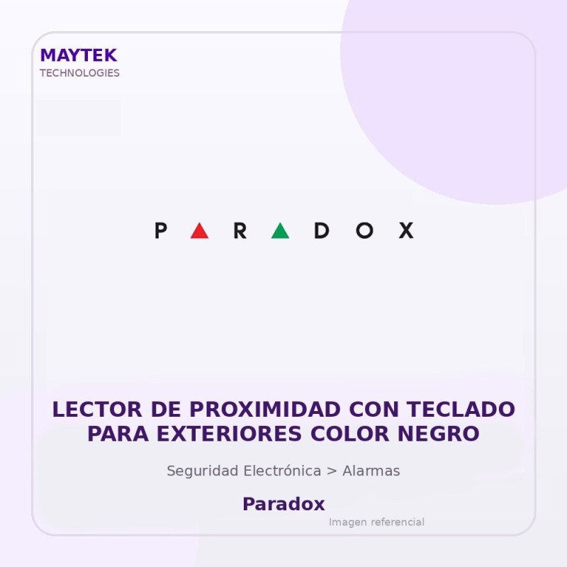 Paradox Lector de Proximidad con Teclado para Exteriores Color Negro