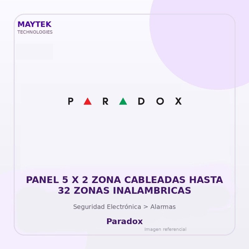 Paradox Panel 5 X 2 ZONA Cableadas Hasta 32 Zonas Inalambricas