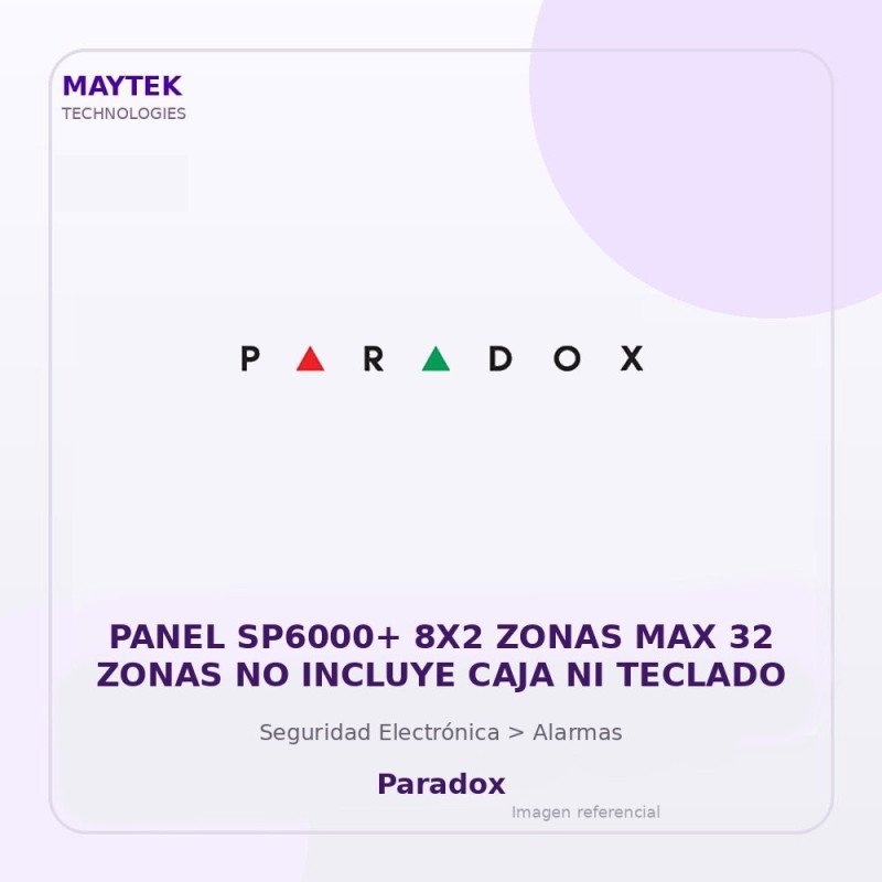 Paradox Panel SP6000+ 8X2 Zonas MAX 32 Zonas NO Incluye CAJA NI Teclado