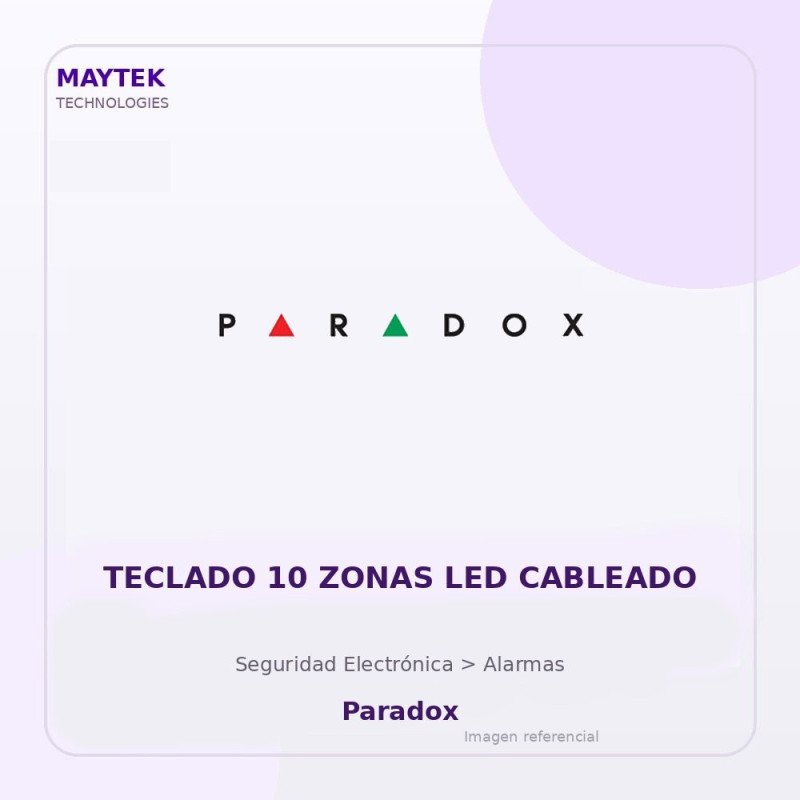 Paradox Teclado 10 Zonas LED Cableado