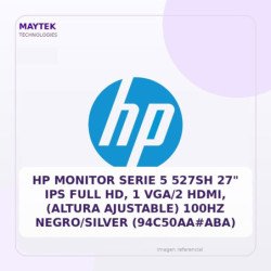 Hp Monitor Serie 5 527sh 27" Ips Full Hd, 1 Vga/2 Hdmi, (altura Ajustable) 100hz Negro/silver (94c50aa#aba)