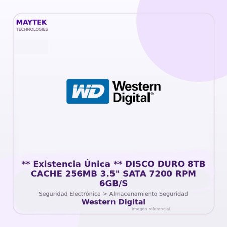 Western Digital Disco DURO 8TB Cache 256MB 3.5" SATA 7200 RPM 6GB/S