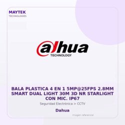 Dahua BALA Plastica 4 en 1 5MP@25FPS 2.8MM Smart DUAL Light 30M 3D NR Starlight con MIC. IP67
