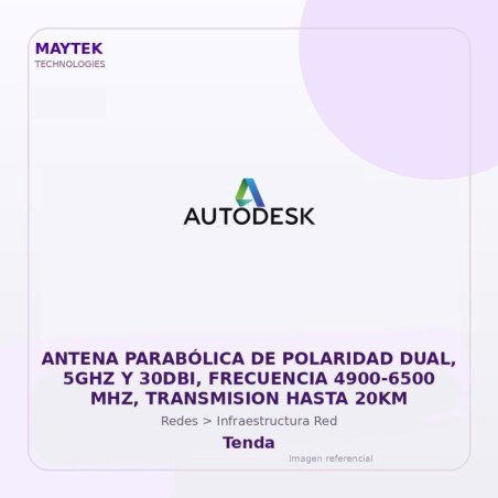 Gvs Security Antena Parabólica De Polaridad Dual, 5Ghz Y 30Dbi, Frecuencia 4900-6500 Mhz, Transmision Hasta 20Km
