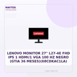 Lenovo Monitor 27" L27-4e FHD Ips 1 Hdmi/1 VGA 100 Hz Negro (68cdkac1la)