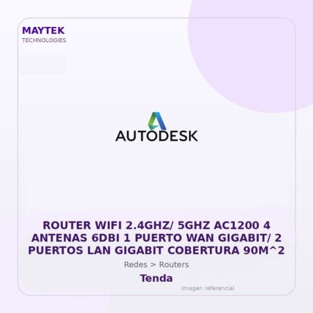 Gvs Security Router WiFi 2.4Ghz/ 5Ghz Ac1200 4 Antenas 6Dbi 1 Puerto Wan Gigabit/ 2 Puertos Lan Gigabit Cobertura 90M^2