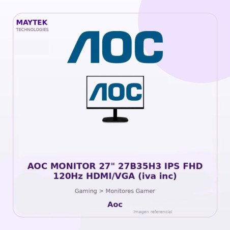 Aoc Monitor 27" 27b35h3 Ips FHD 120hz Hdmi/vga