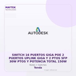 Gvs Security Switch 16 Puertos Giga POE 2 Puertos Uplink Giga Y 2 Ptos Sfp 30W Ptos Y Potencia Total 150W