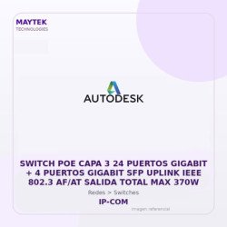 Gvs Security Switch POE Capa 3 24 Puertos Gigabit + 4 Puertos Gigabit Sfp Uplink Ieee 802.3 Af/At Salida Total Max 370W