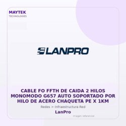 Lanpro Cable Fo Ffth De Caida 2 Hilos Monomodo G657 Auto Soportado Por Hilo De Acero Chaqueta Pe X 1Km