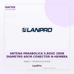 Lanpro Antena Parabolica 5,8Ghz 29Db Diametro 60Cm Conector N-Hembra