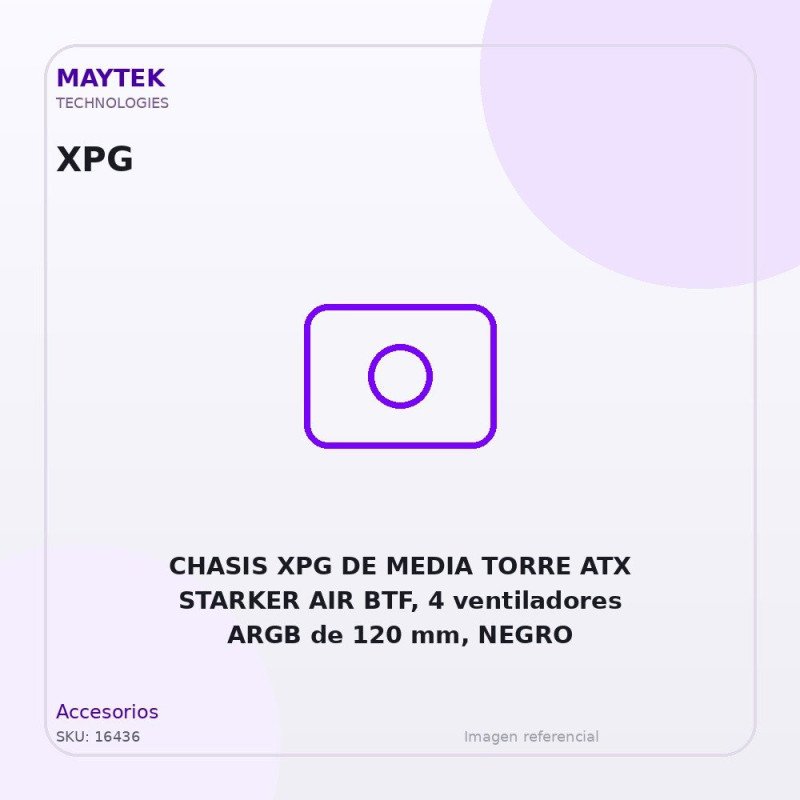 CHASIS XPG DE MEDIA TORRE ATX STARKER AIR BTF, 4 ventiladores ARGB de 120 mm, NEGRO