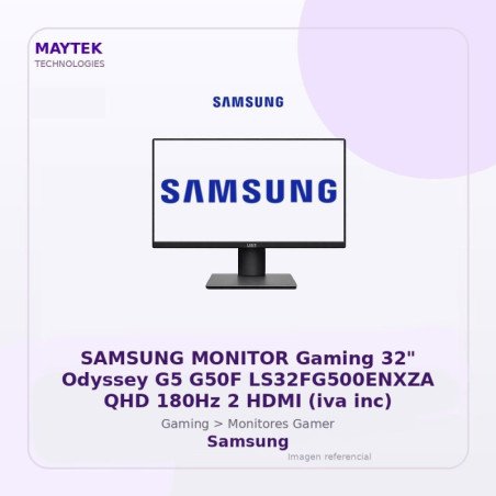 Samsung Monitor Gaming 32" Odyssey G5 G50F Ls32fg500enxza Qhd 180hz 2 HDMI