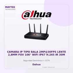 Dahua Camara IP TIPO BALA 2MP@30FPS Lente 2,8MM FOV 106° WIFI IP67 H.265 IR 30M