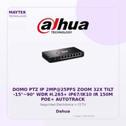 Dahua DOMO PTZ IP 2MP@25PFS ZOOM 32X TILT -15°~90° WDR H.265+ IP67/IK10 IR 150M POE+ Autotrack