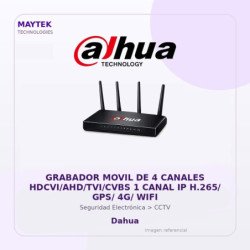 Dahua Grabador Movil de 4 Canales HDCVI/AHD/TVI/CVBS 1 Canal IP H.265/ GPS/ 4G/ WIFI