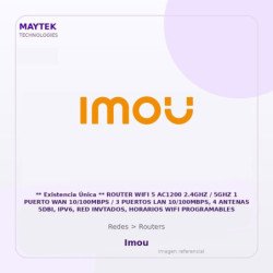 Imou ** Existencia Única ** Router WiFi 5 Ac1200 2.4Ghz / 5Ghz 1 Puerto Wan 10/100Mbps / 3 Puertos Lan 10/100Mbps, 4 Antenas 5D