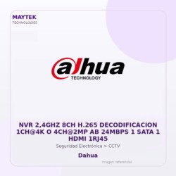 Dahua NVR 2,4GHZ 8CH H.265 Decodificacion 1CH@4K O 4CH@2MP AB 24MBPS 1 SATA 1 HDMI 1RJ45