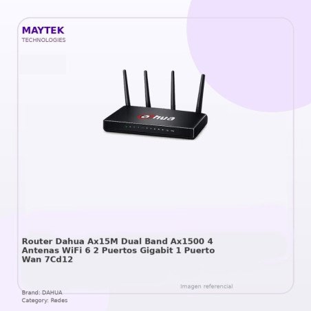 Imou Router WiFi 6 Ax1500 2.4Ghz / 5Ghz 1 Puerto Wan Gigabit /3 Puertos Lan Gigabit 6 Antenas 5Dbi, Ipv6, Red Invtados, Horario