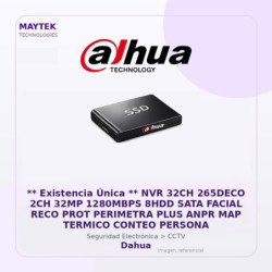 Dahua NVR 32CH 265DECO 2CH 32MP 1280MBPS 8HDD SATA Facial RECO PROT Perimetra PLUS ANPR MAP Termico Conteo Persona