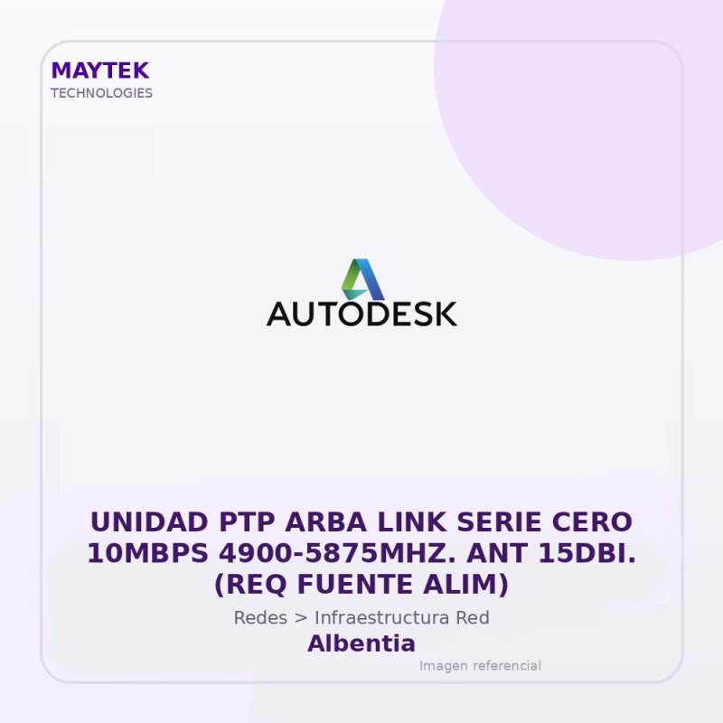 Gvs Security Unidad Ptp Arba Link Serie Cero 10Mbps 4900-5875Mhz. Ant 15Dbi. (Req Fuente Alim)