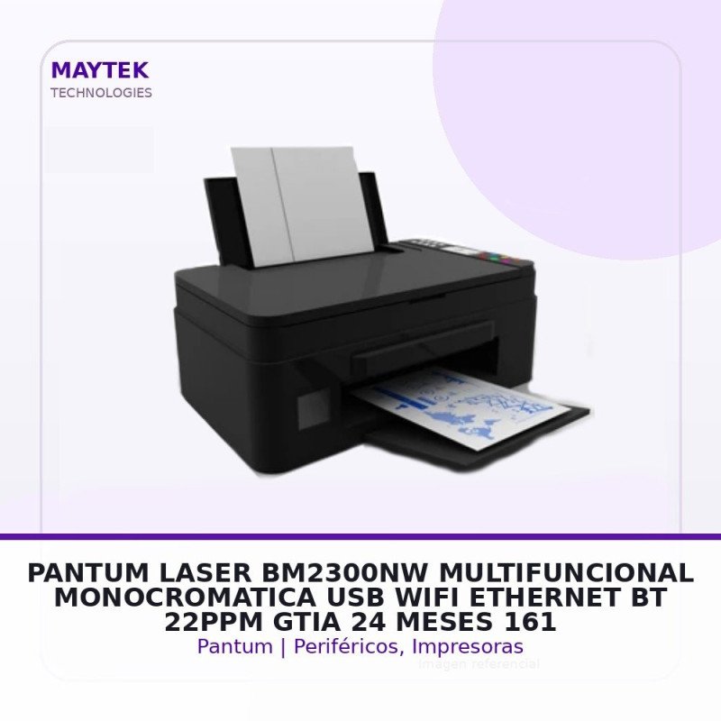 Pantum Laser Bm2300nw Multifuncional Monocromatica, Usb/wifi/ethernet/bt, 22ppm