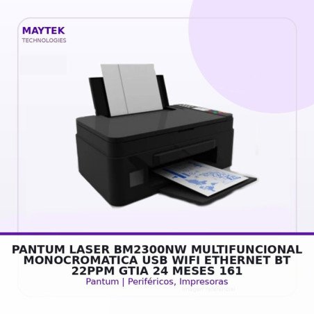 Pantum Laser Bm2300nw Multifuncional Monocromatica, Usb/wifi/ethernet/bt, 22ppm
