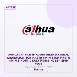 Dahua XVR 16CH+8CH IP Audio Bidireccional Grabacion 2CH Hasta 5M-N 14CH Hasta 4M-N 1 HDMI 1 SATA RS485 H265+ SMD PLUS