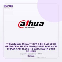 Dahua XVR 4 en 1 AI 16CH Grabación Hasta 5M-N@10FPS MÁS 8 CH IP MAX 6MP H.265+ 2 SATA Hasta 10TB 1P HDMI