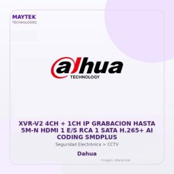 Dahua XVR-V2 4CH + 1CH IP Grabacion Hasta 5M-N HDMI 1 E/S RCA 1 SATA H.265+ AI Coding Smdplus
