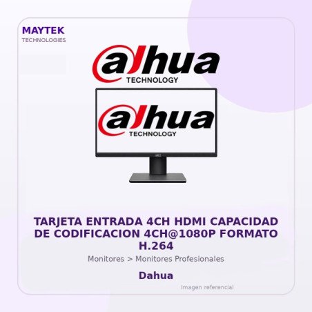 Dahua Tarjeta Entrada 4Ch HDMI Capacidad De Codificacion 4Ch@1080P Formato H.264
