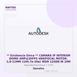 Hanwha CAMARA IP INTERIOR DOMO 4MP@20FPS VARIFOCAL MOTOR. 2,8-12MM (109,7ø-26ø) WDR 120DB IR 20M