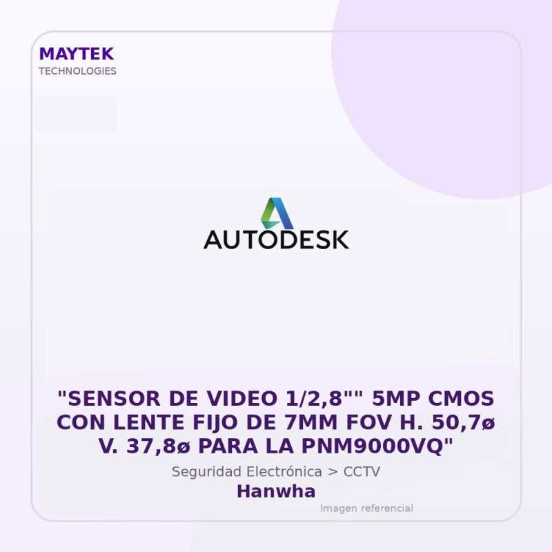 Hanwha "SENSOR DE VIDEO 1/2,8"" 5MP CMOS CON LENTE FIJO DE 7MM FOV H. 50,7ø V. 37,8ø PARA LA PNM9000VQ"