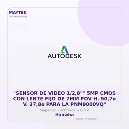 Hanwha "SENSOR DE VIDEO 1/2,8"" 5MP CMOS CON LENTE FIJO DE 7MM FOV H. 50,7ø V. 37,8ø PARA LA PNM9000VQ"