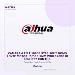 Camara 4 en 1 1080P Starlight DOMO Lente Motor. 2,7-13.5MM WDR 120DB IR 60M IP67 con MIC.