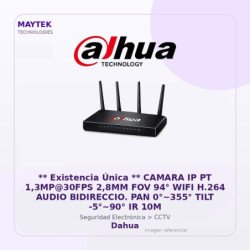 Camara IP PT 1,3MP@30FPS 2,8MM FOV 94° WIFI H.264 Audio Bidireccio. PAN 0°~355° TILT -5°~90° IR 10M