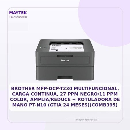 Brother Mfp-dcp-t230 Multifuncional, Carga Continua, 27 Ppm Negro/11 Ppm Color, Amplia/reduce + Rotuladora De Mano Pt-n10