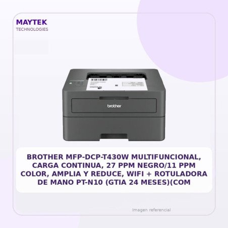 Brother Mfp-dcp-t430w Multifuncional, Carga Continua, 27 Ppm Negro/11 Ppm Color, Amplia Y Reduce, WIFI + Rotuladora De Mano