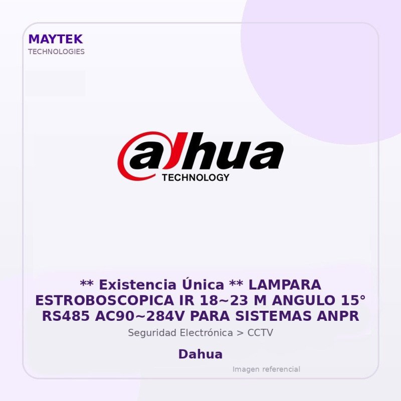 Lampara Estroboscopica IR 18~23 M Angulo 15° RS485 AC90~284V para Sistemas ANPR