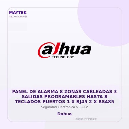 Panel de Alarma 8 Zonas Cableadas 3 Salidas Programables Hasta 8 Teclados Puertos 1 X RJ45 2 X RS485
