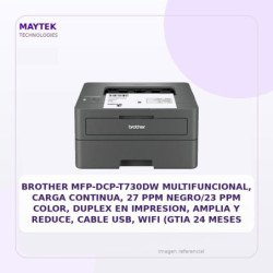 Brother Mfp-dcp-t730dw Multifuncional, Carga Continua, 27 Ppm Negro/23 Ppm Color, Duplex En Impresion, Amplia Y Reduce, Cable