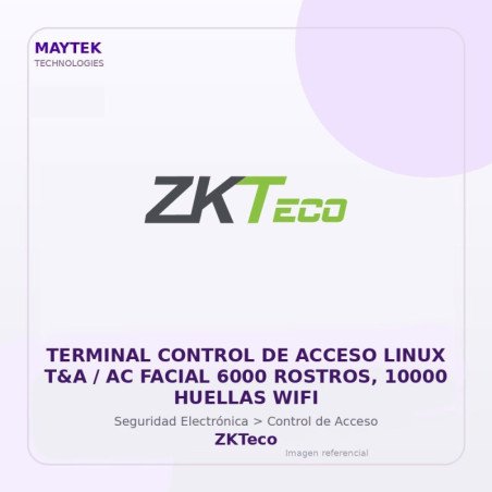 Gvs Security Terminal Control De Acceso Linux T&A / Ac Facial 6000 Rostros, 10000 Huellas WiFi