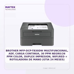 Brother Mfp-dcp-t830dw Multifuncional, ADF, Carga Continua, 30 Ppm Negro/26 Ppm Color, Duplex Impresion, Wifi/red + Rotuladora