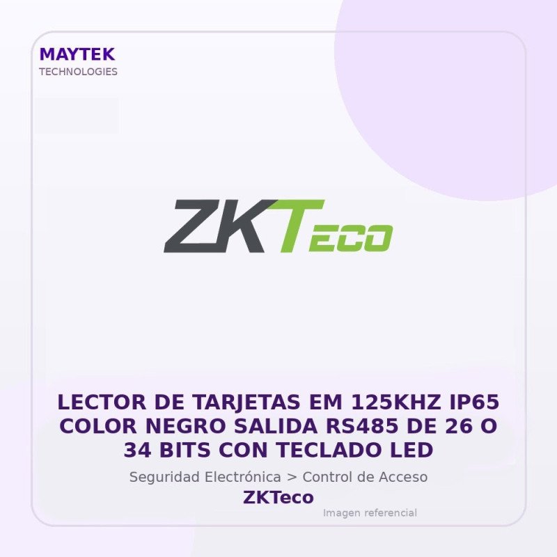 Gvs Security Lector De Tarjetas Em 125Khz Ip65 Color Negro Salida Rs485 De 26 O 34 Bits Con Teclado Led
