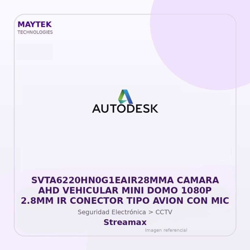 Streamax SVTA6220HN0G1EAIR28MMA Camara AHD Vehicular MINI DOMO 1080P 2.8MM IR Conector TIPO Avion con MIC