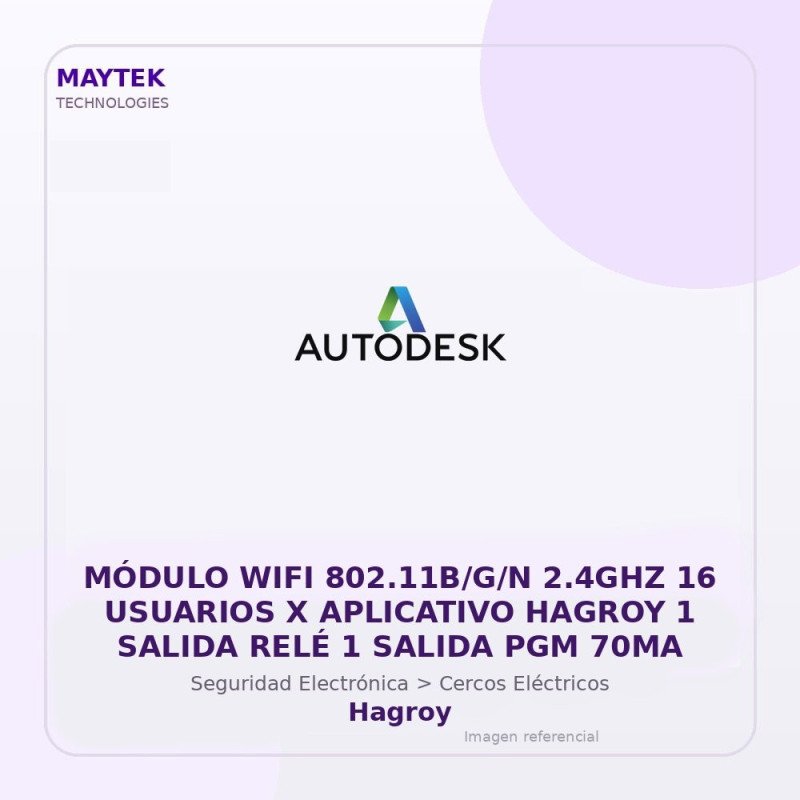 Hagroy Módulo WIFI 802.11B/G/N 2.4GHZ 16 Usuarios X Aplicativo Hagroy 1 Salida RELÉ 1 Salida PGM 70MA