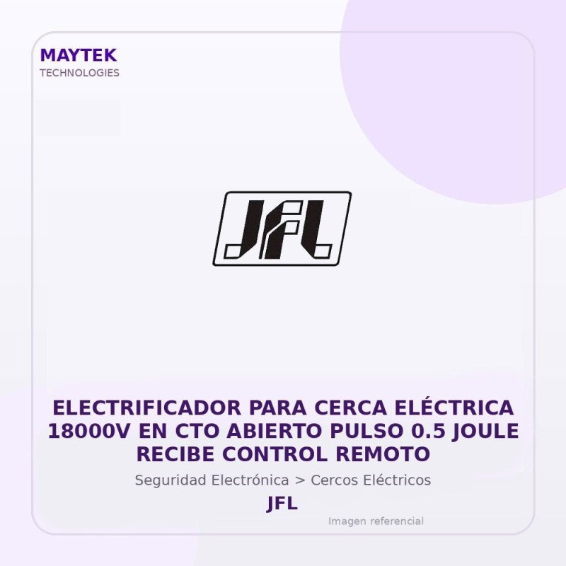 JFL Electrificador para Cerca Eléctrica 18000V en CTO Abierto Pulso 0.5 Joule Recibe Control Remoto